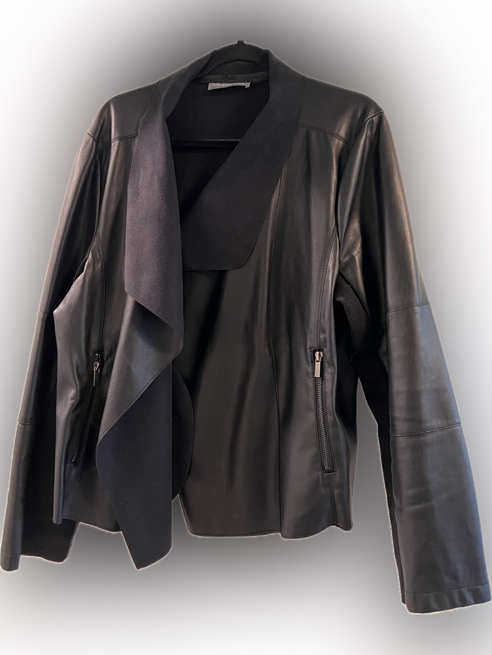 bagatelle Black Draped Leather Blazer Jacket